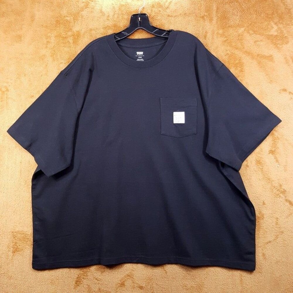 LEVI'S Shirt Mens XXL Black Pullover Crew Pocket Logo Short Sleeve T-Shirt Tee